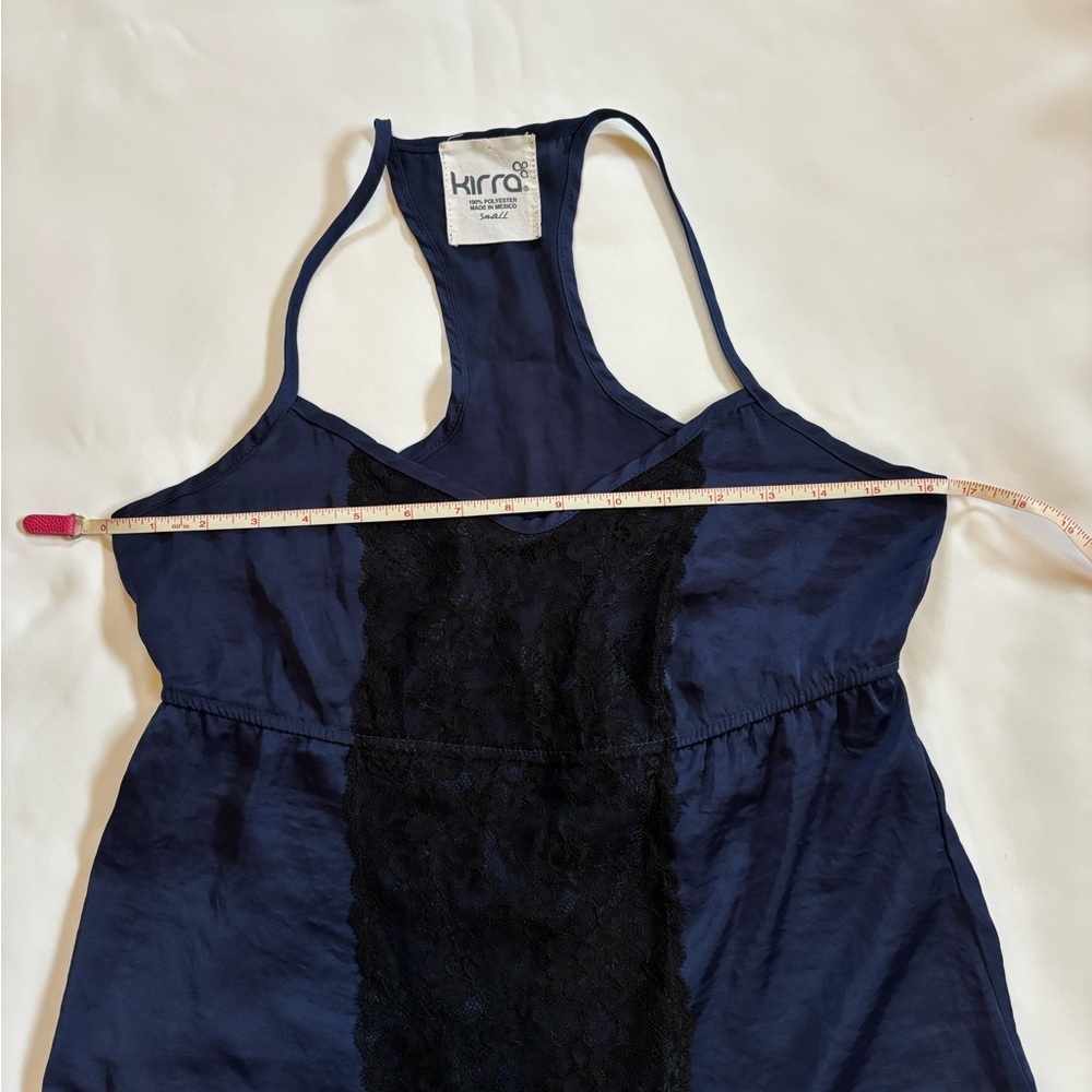 Kirra Sheer Camisole Spaghetti Strap Tank Top Navy Blue Small W/ Lace Lingerie - Picture 5 of 9